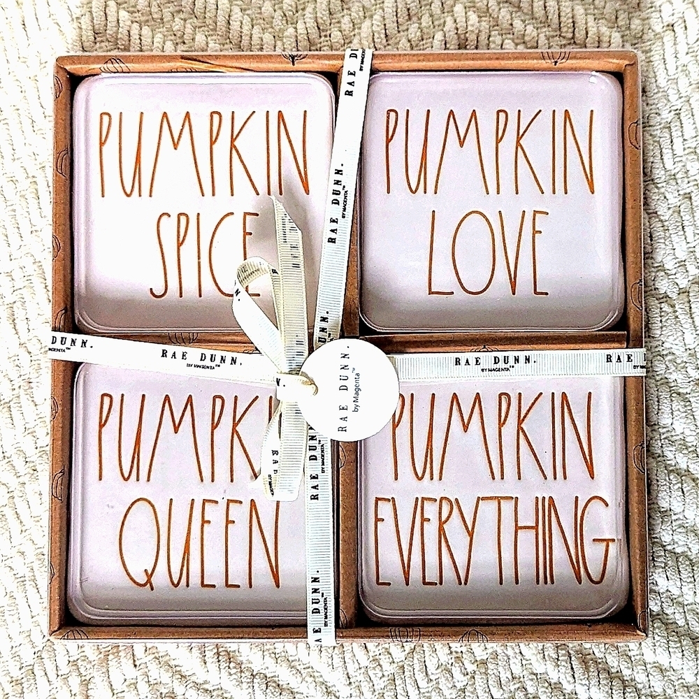 Rae Dunn Pumpkin Coasters NWT - Picture 1 of 1